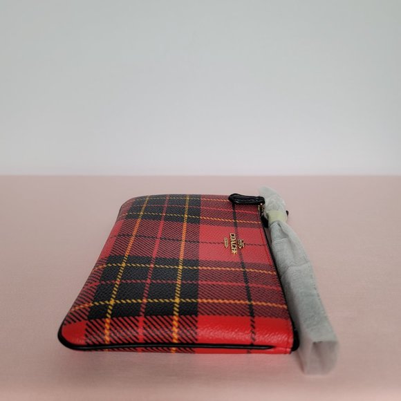 COACH Small Printed Plaid Coated Canvas Wristlet- Red Multi $75. ⭐ - Picture 11 of 16